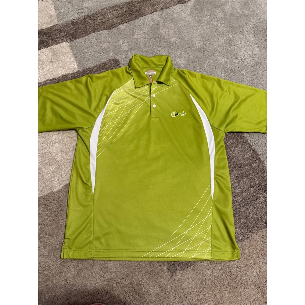 Antigua Desert Dry Golf Polo Shirt Mens Large Lime Green Short Sleeve‎ 1921 Logo